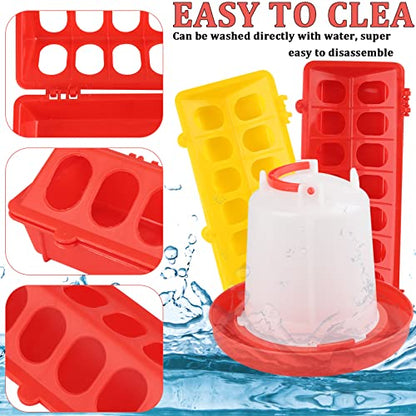 6 Pack Chicken Feeder Waterer Set, 1L Feeder Flip Top Feeding Dispenser with Anti-Spill Design for Pigeon, Chick, Duckling, Quail, Durable Plastic Feeding Supplies for Small Poultry Backyard Birds