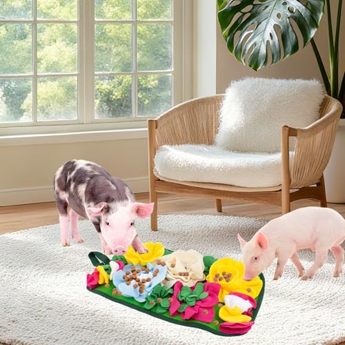Pig Foraging Mat, Interactive Mini Pigs Enrichment Toys, Treat Mat Toy for Mini Pigs and Farm Puzzle Pad, Hanging Chew Snuffle Pad Bed Enrichment Toy for Pigs to Play with for Pigs