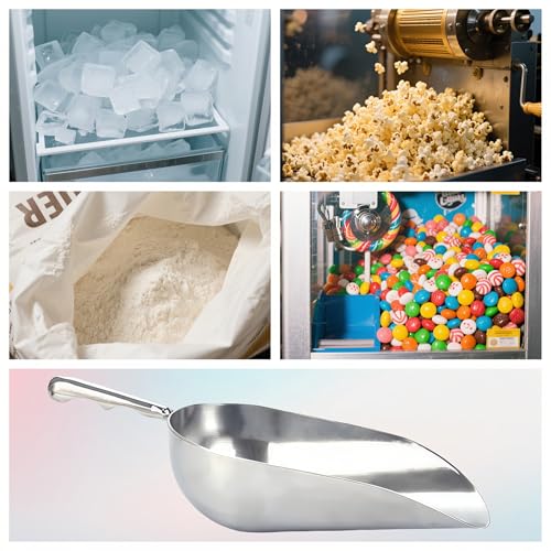 Heavy-Duty Cast Aluminum Kitchen Scoop - Rust-Proof, Ergonomic S-Handle Ice Cube Endurance Scoopfor Ice, Candy, Popcorn, Coffee Beans, Flour & Pet Food - Commercial-Grade Durable Design (XL（38oz）) - size: XL（38oz）