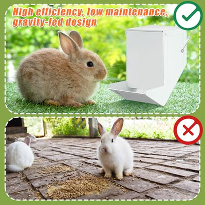 Maxcheck 2 Pcs Rabbit Feeder for Cages Small Animal Food Pellet Dispenser with Lid Metal Chicken Grit Oyster Shell Squirrel Feeders Outside(4.7 Inches,Mesh Bottom,White) - color: White, size: 4.7 Inches