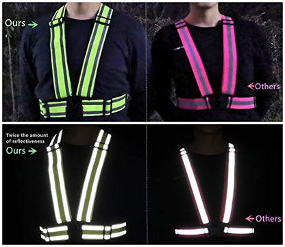 High Visibility Reflective Safety Vest | Lightweight,Adjustable & Elastic | Hi Vis Running Gear for Jogging,Walking,Cycling,Construction Workers,Motorcycle,Men,Women (1, YELLOW) | Adjustable Elastic Suspenders,Reflector Safety Vests Men Women,Hi Vis Vest