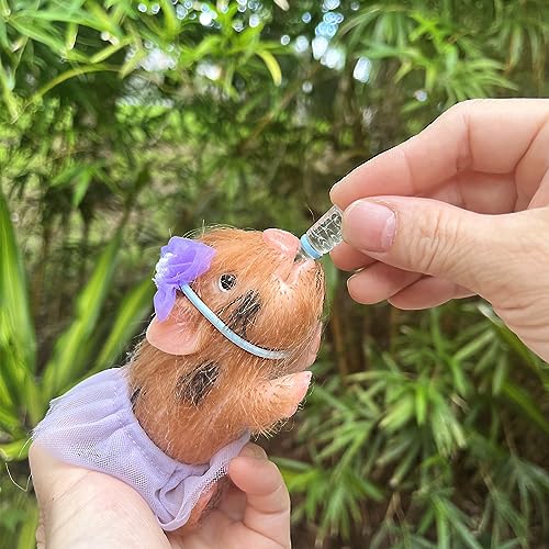 OtardDolls Lifelike Mini Pig Dolls, 5 Inch Full Silicone Soft Reborn Piggy Dolls Mini Realistic Newborn Cute Realistic Real Toddler Pig Toy with Toy Accessories for Happy Birthday, Christmas