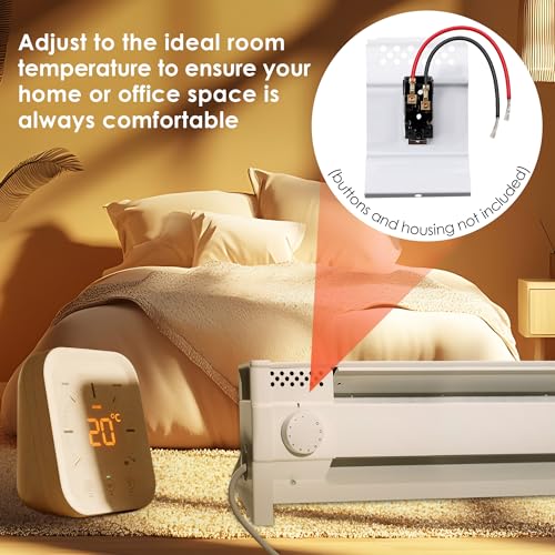 Feekoon Built in Thermostat Compatible with Cadet, Electric Baseboard Heater Thermostat, 22 Amp, 240/208/120 Volt(1 Pack,Single Pole) - style: Single Pole