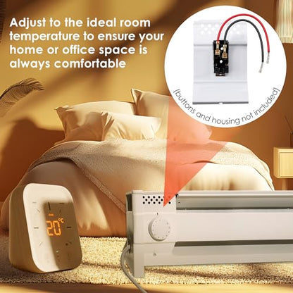 Feekoon Built in Thermostat Compatible with Cadet, Electric Baseboard Heater Thermostat, 22 Amp, 240/208/120 Volt(1 Pack,Single Pole) - style: Single Pole
