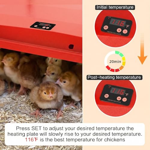 10"x10" Chick Brooder Heater Plate with Absorbent Pad - Safe Adjustable Poultry Coop Heater for 15 Chicks & Ducklings, Fire-Safe Heat Lamp Alternative for Baby Chickens - color: 10"*10"