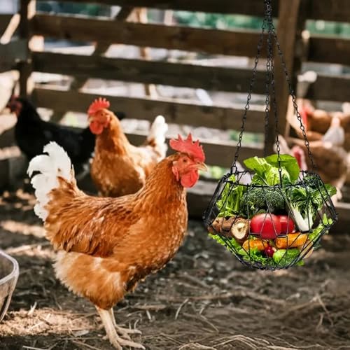Hanging Chicken Feeder, Foldable Poultry Feeder Basket for Chicken Duck Coop, 2 Pcs - size: L-2 Pcs
