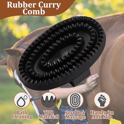 Curry Comb Kit, 6 Ring Curry Comb & Rubber Brush, Curry Comb Kit for Grooming Horses, Dogs, Goats, Cattle, Cow, Donkey Supplies - color: 6 Ring Curry Comb & Rubber Curry Comb