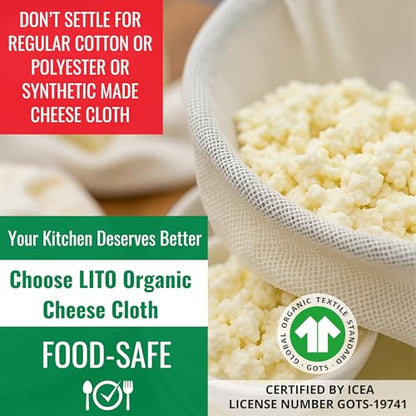 Cheesecloth for Straining, Organic Cheese Cloth, Fine Mesh Nut Milk Cloth, Unbleached Cotton Cheese Cloth for Yogurt, Cheese Making, Bread Baking, Juicing, Cooking, Grade 100 (20 x 20 Inch) - 6 Pack - size: Cheese Cloth Grade 100 (6 Pack)