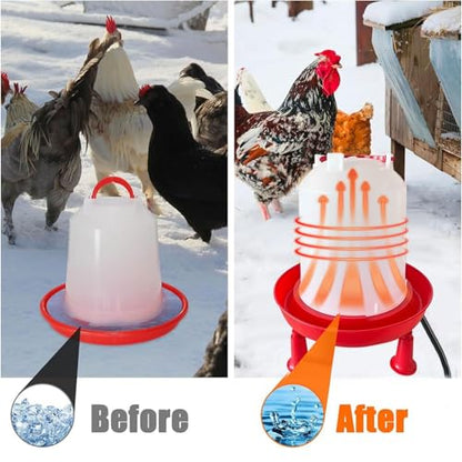 Heated Chicken Waterer, Integrated Temperature Chicken Water Heater with Handle for Chicken Coop, Poultry Water Dispenser for Winter (6, Liters)