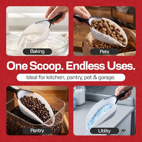 Rockland Guard 1-Cup Multipurpose Scoops (3-Pack) – Flexible Funnel Tip for Spill-Free Pours – Heavy-Duty Ice Scoop for Freezer & Ice Machine – Dog Food Scoop & Flour Scoop for Canisters - size: 3 Pack