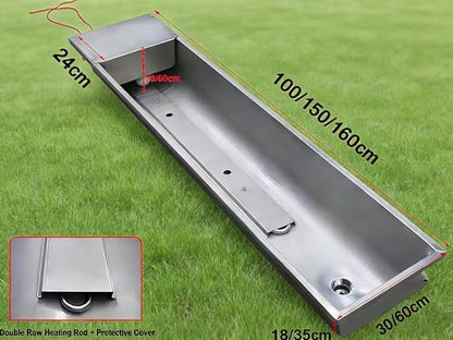 Heavy-Duty Stainless Steel Livestock Feeder Trough - Large Capacity for Cattle, Sheep, Horses, Alpacas & Goats - Durable Farm Equipment, 60x160cm Efficiency