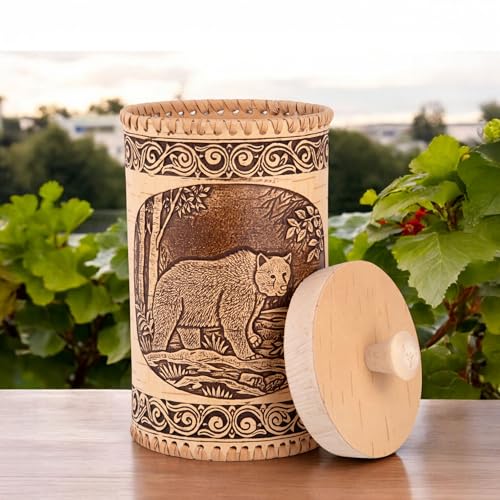 STP GOODS Birch Bark Container, Storage container, Kitchen Container Money to the House Birch Bark (Bear) - color: Bear