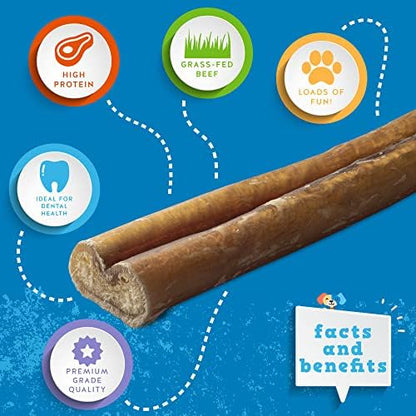 Jack&Pup 12 Inch Bully Sticks for Dogs (3 Pack) Extra Thick Dog Chews Long Lasting, Odor Free, Single Ingredient, 100% Beef Bully Sticks for Large Dogs