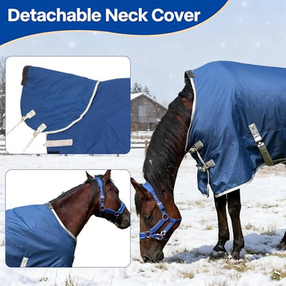 Winter 1200D Premium Turnout Horse Blanket,Medium Weight Waterproof Blanket - size: Back Length 78 inches ( 145cm ) no cover