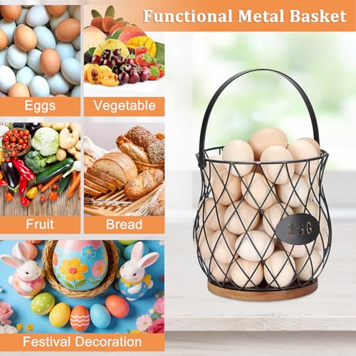 Chicken Egg Basket With Handle, Egg Baskets for Gathering Fresh Eggs, Chicken Coop Egg Holder, Round Wire Egg Basket & Kitchen Countertop Decor (Style 3) - style: Style 3