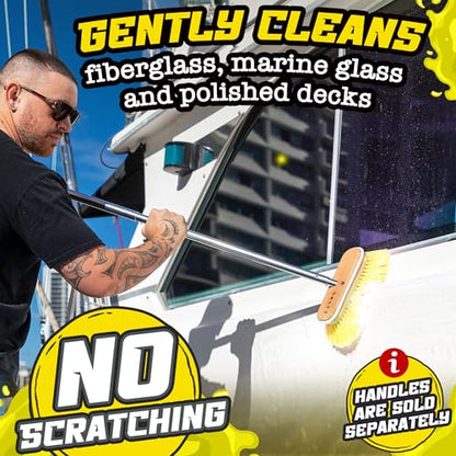Salty Captain Soft Bristle Boat Deck Brush – Gentle Cleaning for Fiberglass, Glass & Polished Surfaces – Durable Marine-Grade Design - style: Brush Soft (Pole not included)