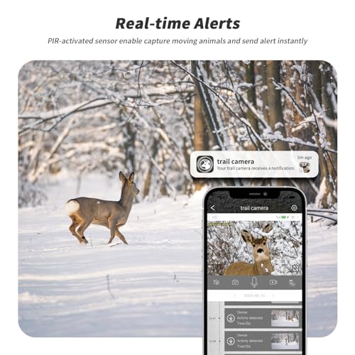 SEHMUA Trail Camera Cellular Trail Cameras 2K Live Streaming 4G LTE Cellular Gen 3rd Solar Powered Game Camera Remote Phone Access Playback Motion Activated 0.2s Trigger Time Green