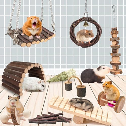 Grddaef Hamster Toys, Guinea Pig Chew Toys Rabbit Enrichment Cage Accessories Toys for Chinchilla Gerbils Rats Bunny Squirrels
