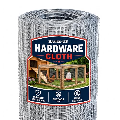 Sanzeus Hardware Cloth, 1/4 Inch 48in x 100ft 23 Gauge, Double-Layer Hot-Dip Galvanizing After Welding, Chicken Wire Fence Wire Mesh Poultry Netting Garden Fence Tree Guard Rolls - size: 1/4inch 48in×100ft