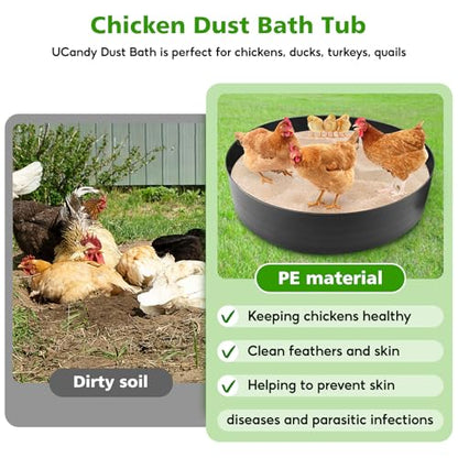 Large Chicken Dust Bath Tub, 5.9''H Bottomless Design, PE Material, Adjustable Dust Bath for Chickens, Chicken Coop Cleaner Container,Essential Chicken Coop Accessory (35"-ID) - size: 35"-ID