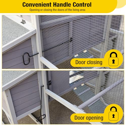 Aivituvin Chicken Coop Extra Large for 10-15 Chickens Wooden Hen House Outdoor with Wheels 55ft² Poultry Cage with Run, 6 Nesting Boxes - size: 136.8"L x 62.5"W x 62.2"H