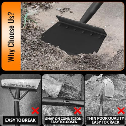 Garden Flat Shovel Scraper, Multifunctional Garden Cleaning Shovel with 59 Inch Long Handle, Heavy Duty Outdoor Floor Scraper for Weed Cleaning,Trenching,Edging and Removing Snow,Ice,Weeds,Dirty,Moss - style: Black Shovel