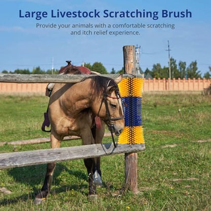 4 Pack Livestock Scratch Brush with Screws, Horse Scratching Post Goat Scratcher Brushes, Full Massage Grooming Brush for Cow, Cattle, Sheep, Pig Back Itching Relieve, 17.1 x 7.2 Inch
