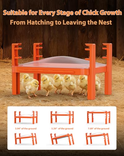 Chick Brooder Heat Plate,11" x 15" Brooder Plate with Adjustable Height & Temp,200W Brooder Heater Warmer for Chicken Coops Poultry (Orange)