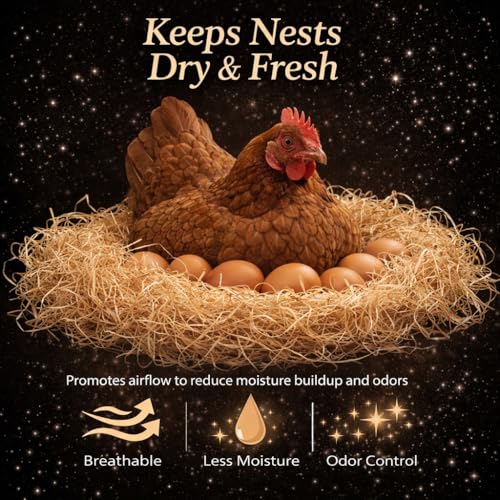 NestNova™ Aspen Nesting Pads for Chickens – 40 Pack 13x13 Excelsior Liners | USA-Grown Aspen, Cleaner Eggs, Kraft-Backed Coop Bedding for Laying Hens - 40 Pads - size: 40 Pads (Bundle)