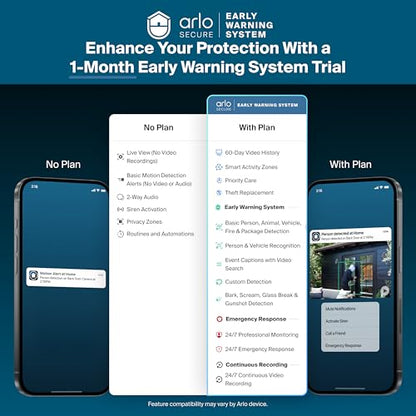 Arlo Pro Security Camera 2K HDR (6th Gen, 2025 Release) - Wireless Outdoor Camera, Rechargeable Removeable Battery, Event Captions, Emergency Response, 1-Month Trial of Secure Plan, 1 Cam, Black - color: Black, size: 1 Camera, style: Standard Battery