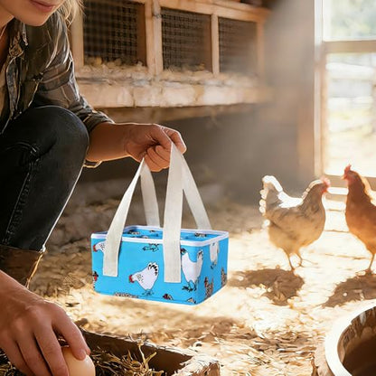 Eggs Collecting Basket, Durable Canvas Egg Basket with Plastic Board, 9-Pouch Chicken Egg Holder Bag for Gathering Fresh Eggs, Egg Gathering Basket and Multipurpose Chicken Holder Bag (Blue) - color: Blue