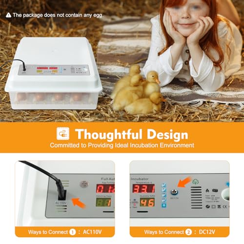 64 PCS Eggs Incubator, 3-in-1 Automatic Egg Incubator for Hatching Eggs with Digital Control, White Automatic Egg Turner with 360° Auto Turning & Uniform Heating for Home & Farm Use - size: 64 PCS