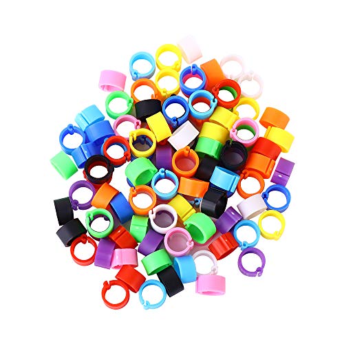 generic 100 Pcs Poultry Leg Rings, 10 Colors Poultry Foot Rings Bird Identification Leg Bands Clip-on Rings for Birds, Ducks and Chickens Diameter 8 MM(Multicolor)