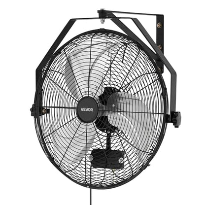 VEVOR Wall Mount Fan, 18 in Wall Mounted Hanging Fan with IP44-rated Protection, 3-Speed, Long Airflow Distance, Adjustable Rotation Angle, Powerful for Industry, Commercial, Garage, Workshop - size: 18In-Waterproof
