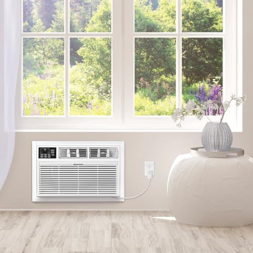 Whirlpool 12,000 BTU Through the Wall Air Conditioner, 115V, Cools up to 550 Sq. Ft for Living Room, Bedroom, Kitchen, Apartment, with Dehumidifier, Remote Control, Digital Display, 24H Timer, White - size: 12,000 BTU