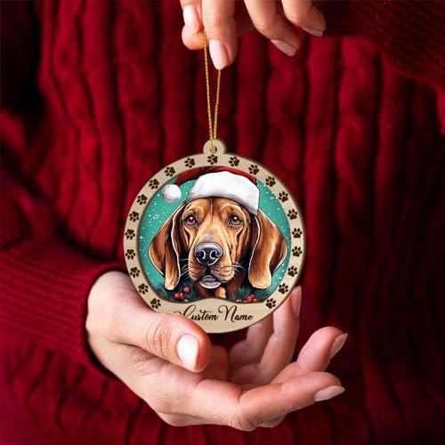 Personalized American English Coonhound Ornament, American English Coonhound Christmas Ornament, Custom Name American English Coonhound Dog Suncatcher for Christmas Tree - color: American English Coonhound
