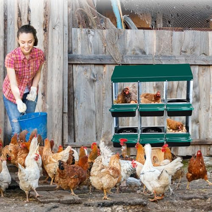 6 Hole Chicken Nesting Box, Roll-Away Egg Collection System with Ventilation Holes，Rustproof Plastic Tray & Keyhole Mounting, Chicken Laying Box for Hen & Duck, Green - color: Green, size: 6 Compartment