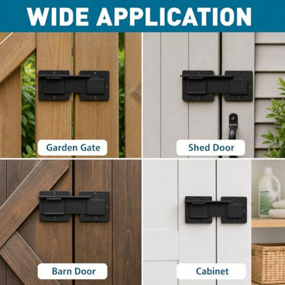2 Pack Heavy Duty Flip Latch Gate Lock with Padlock Hole, 7.5" Adjustable Aluminum Barn Door Latches Hardware for Wooden Fence, Outdoor Shed & Pool