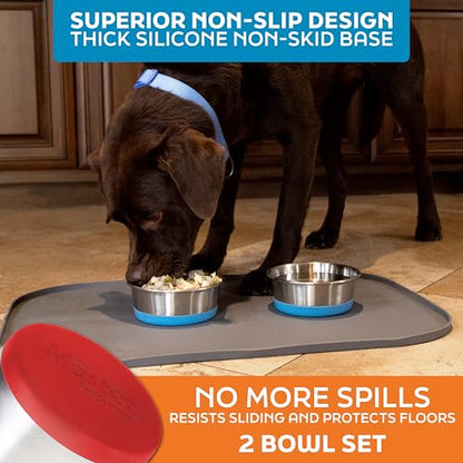 Master Pet Supply Stainless Steel Dog Bowls Set of 2 with Extra Thick Silicone Base - 2 Cup (16 oz) Crimson Red, Non-Slip, Dishwasher Safe Metal Bowls, Pet Dog Food Bowl for Dogs, Cats, Anti Rust - color: Crimson Red, size: 2 Cups (16 oz) 2 Pack