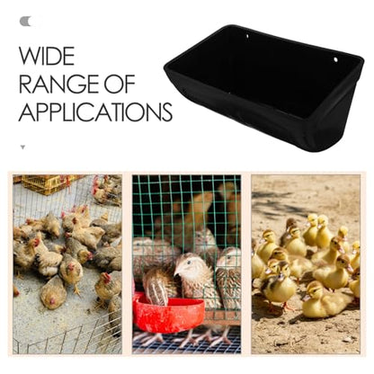 Yardwe Chicken Feeder Trough Large Holding Capacity with Weatherproof Design Easy to Install for Poultry Livestock - color: Black
