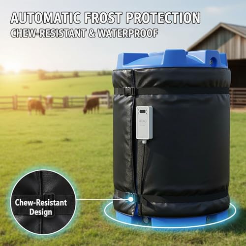 Automatic Water Trough De-Icer | Waterproof & Chew-Proof Heating Blanket | Prevents Freezing for Stock Tanks & Buckets | Adjustable Temperature Control (275/230/1000) - color: 15/12/55
