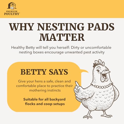 Chicken Nesting Pads 20 Pack Made in USA for Laying Hens, Aspen Excelsior Nest Box Liners for Chicken Coop Nesting Boxes, 13 x 13 in Trim-to-Fit Bedding Pads for Cleaner Eggs and Easy Coop Cleanup