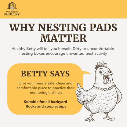 Chicken Nesting Pads 20 Pack Made in USA for Laying Hens, Aspen Excelsior Nest Box Liners for Chicken Coop Nesting Boxes, 13 x 13 in Trim-to-Fit Bedding Pads for Cleaner Eggs and Easy Coop Cleanup
