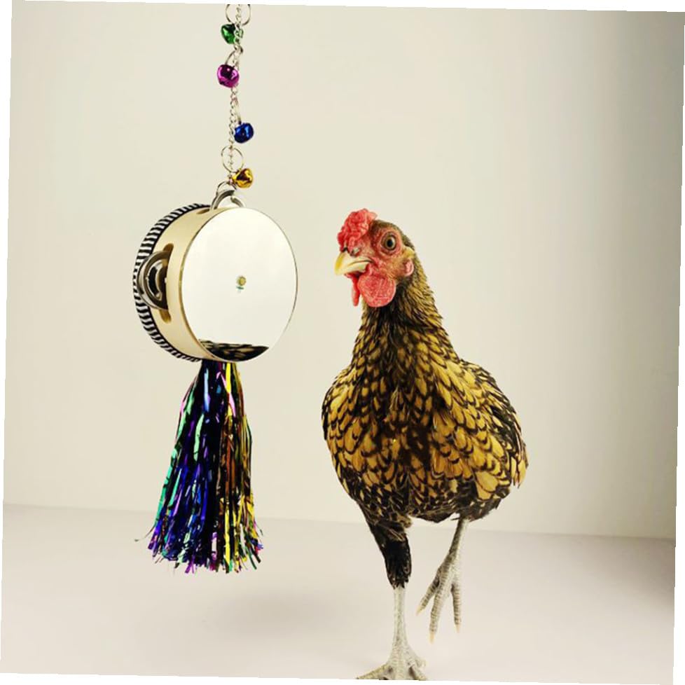 HANABASS Stainless Steel Chicken Toy Double Sides Mirror Drum for Hens Roosters Safe Pet Decor
