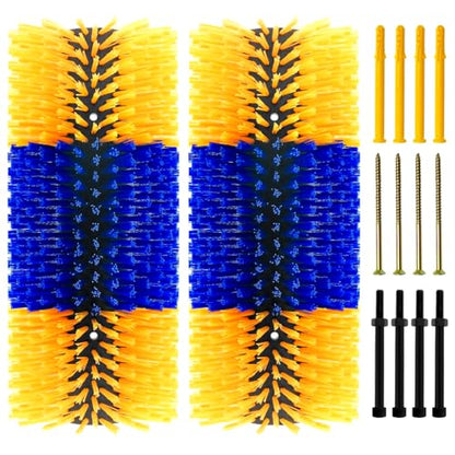 2-Pack Heavy Duty Livestock Scratch Brush, Flexible 90° Bendable Cattle Brush for Grooming, Massage & Cleaning, Durable Animal Scratching Brushes for Cattle,Horse,Pig,Goat,Barn,Stable,Fence Mount