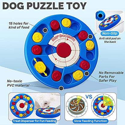Joansan Dog Puzzle Toy, Interactive Dog Game, Mentally Stimulating Treat Dispenser for Large Dogs, Food Grade Material, Sequential Skills, Portable - color: Higher Level-Navy A