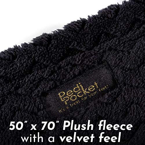 PediPocket Patented Foot Pocket Blanket – 50” x 70” with 20” Deep Foot Pocket, Plush Velvety Fleece Blanket, Everyday Luxurious Comfort, Machine Washable, Gift Idea – Ravishing Raven (Non-Electric) - color: Ravishing Raven