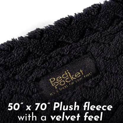 PediPocket Patented Foot Pocket Blanket – 50” x 70” with 20” Deep Foot Pocket, Plush Velvety Fleece Blanket, Everyday Luxurious Comfort, Machine Washable, Gift Idea – Ravishing Raven (Non-Electric) - color: Ravishing Raven