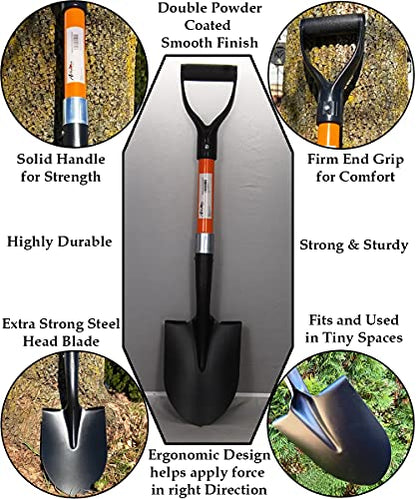 Ashman Short Handle Digging Shovel (1 Pack) - 27-inch Kids Beach & Garden Shovel with Sturdy Blade, D-Handle Gardening Tool - size: 1 Pack, style: Small Digging Shovel
