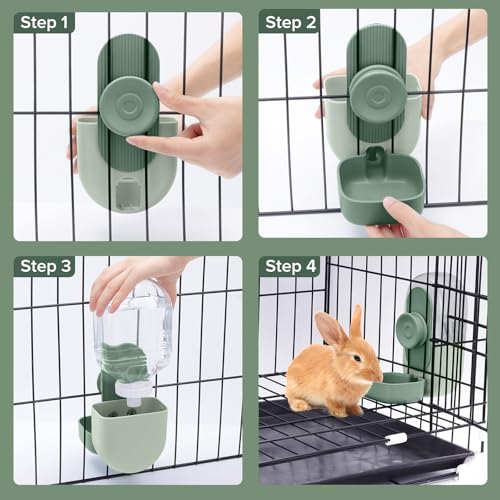 Kenond 28oz Hanging Automatic Rabbit Water Bottle, Guinea Pig Water Bottle No Drip, Gravity Water Dispenser for Cage, Suitable for Guinea Pig, Bunny, Hamsters and Other Small Animals(Green) - color: Green
